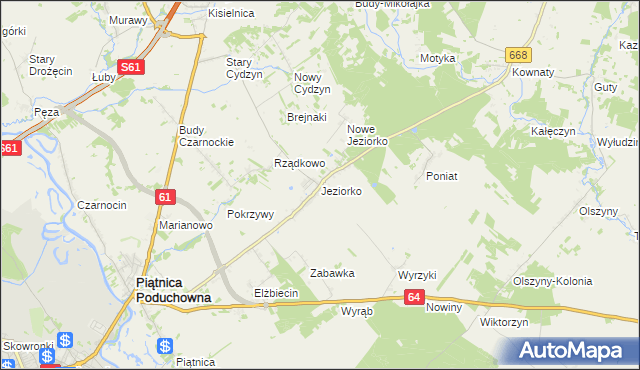 mapa Jeziorko gmina Piątnica, Jeziorko gmina Piątnica na mapie Targeo