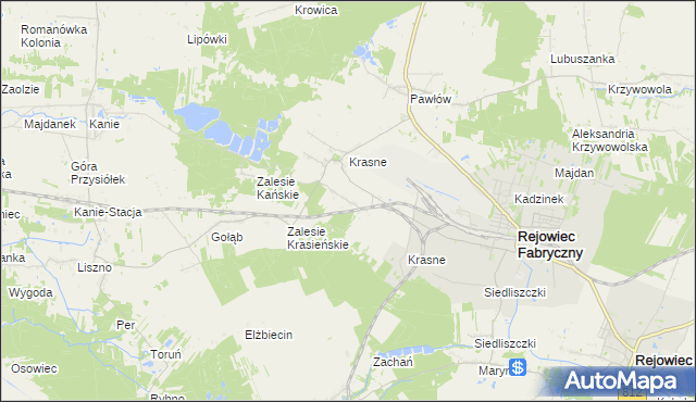 mapa Józefin gmina Rejowiec Fabryczny, Józefin gmina Rejowiec Fabryczny na mapie Targeo