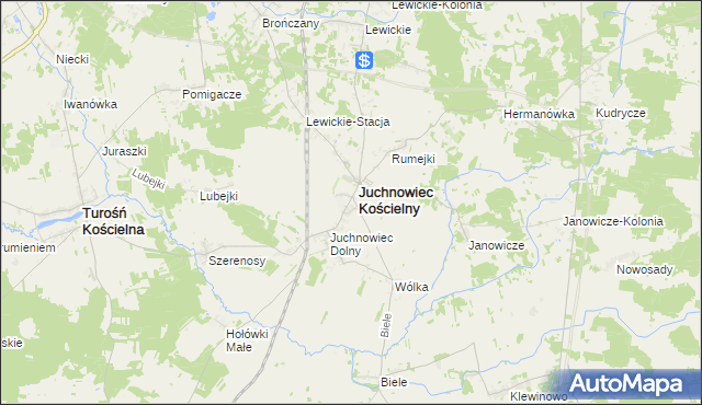 mapa Juchnowiec Górny, Juchnowiec Górny na mapie Targeo