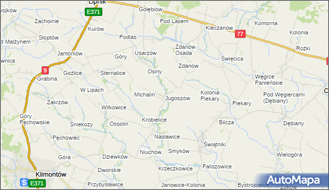 mapa Jugoszów, Jugoszów na mapie Targeo