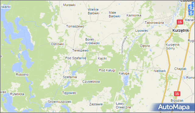 mapa Kąciki gmina Kurzętnik, Kąciki gmina Kurzętnik na mapie Targeo