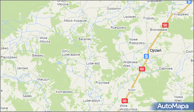 mapa Kałki gmina Ojrzeń, Kałki gmina Ojrzeń na mapie Targeo