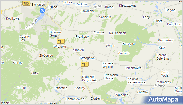 mapa Kąpiołki, Kąpiołki na mapie Targeo