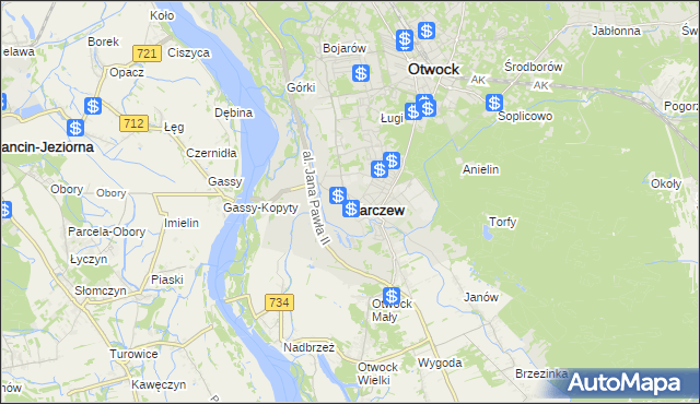 mapa Karczew powiat otwocki, Karczew powiat otwocki na mapie Targeo