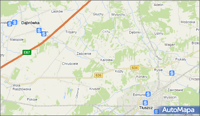 mapa Karolew gmina Dąbrówka, Karolew gmina Dąbrówka na mapie Targeo
