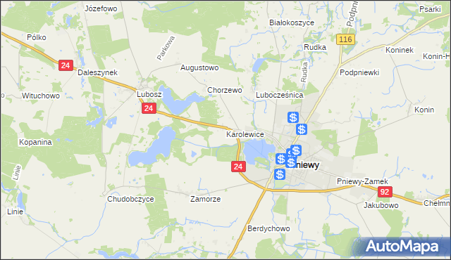 mapa Karolewice, Karolewice na mapie Targeo