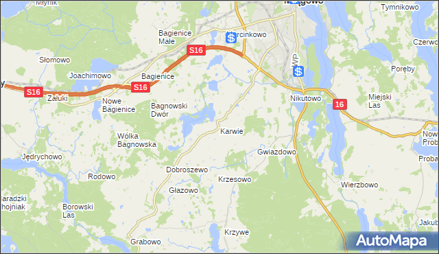 mapa Karwie gmina Mrągowo, Karwie gmina Mrągowo na mapie Targeo