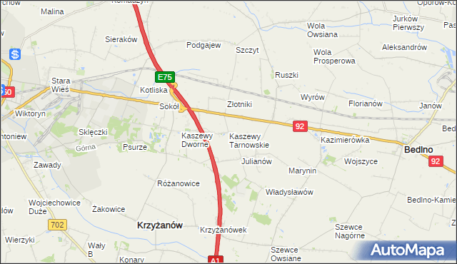 mapa Kaszewy Tarnowskie, Kaszewy Tarnowskie na mapie Targeo