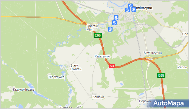 mapa Katarzynki gmina Bledzew, Katarzynki gmina Bledzew na mapie Targeo