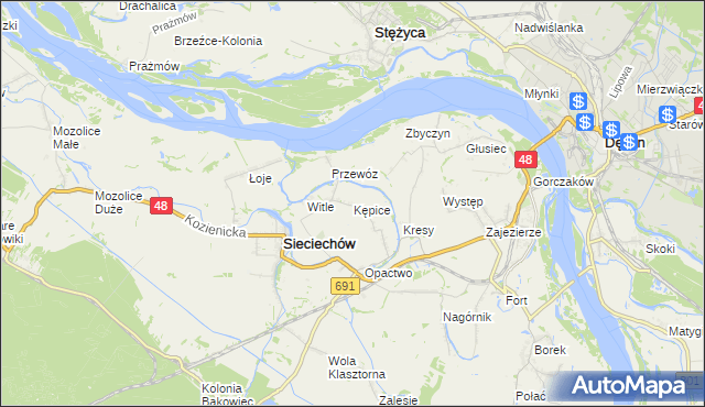mapa Kępice gmina Sieciechów, Kępice gmina Sieciechów na mapie Targeo