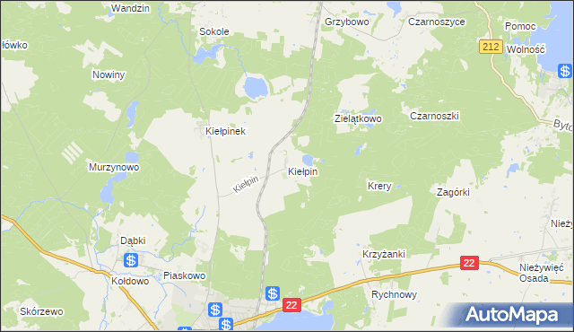 mapa Kiełpin gmina Człuchów, Kiełpin gmina Człuchów na mapie Targeo