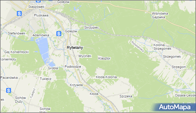 mapa Klasztor gmina Rytwiany, Klasztor gmina Rytwiany na mapie Targeo