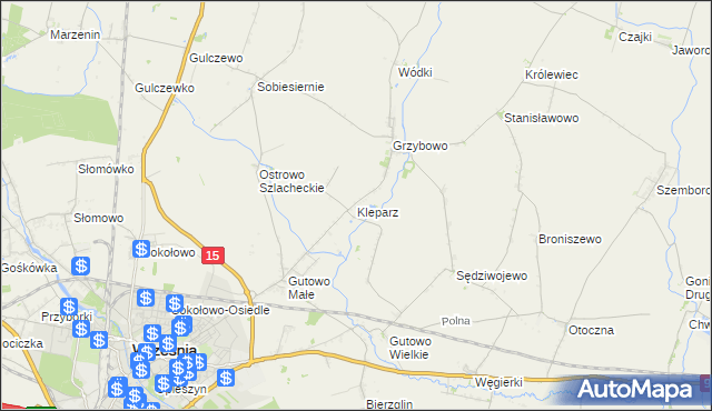 mapa Kleparz gmina Września, Kleparz gmina Września na mapie Targeo