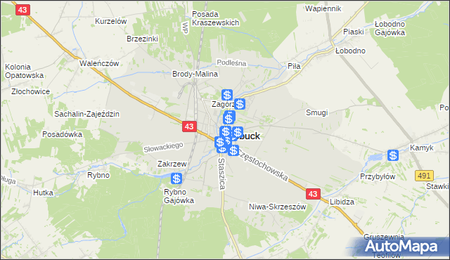 mapa Kłobuck, Kłobuck na mapie Targeo