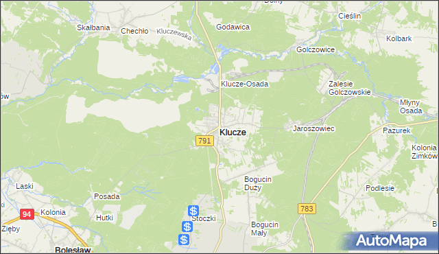 mapa Klucze powiat olkuski, Klucze powiat olkuski na mapie Targeo