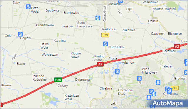 mapa Kłudno Stare, Kłudno Stare na mapie Targeo