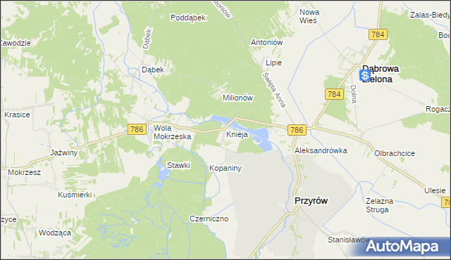 mapa Knieja gmina Przyrów, Knieja gmina Przyrów na mapie Targeo