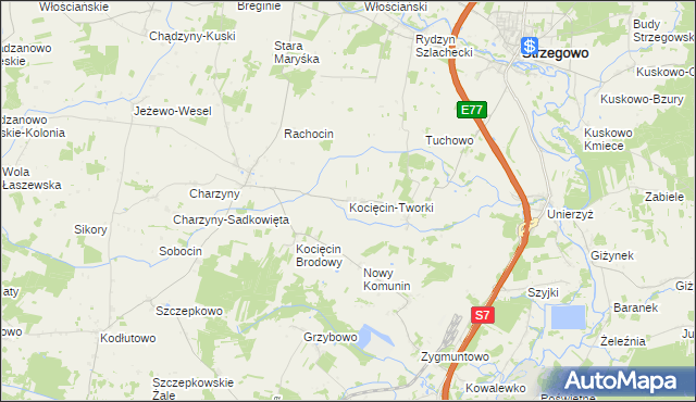 mapa Kocięcin-Tworki, Kocięcin-Tworki na mapie Targeo