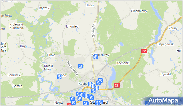 mapa Kokoszkowy, Kokoszkowy na mapie Targeo