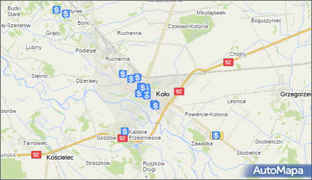 mapa Koło, Koło na mapie Targeo