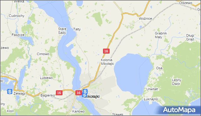 mapa Kolonia Mikołajki, Kolonia Mikołajki na mapie Targeo