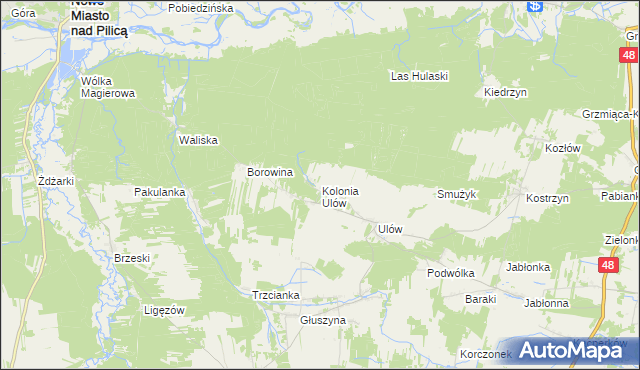 mapa Kolonia Ulów, Kolonia Ulów na mapie Targeo