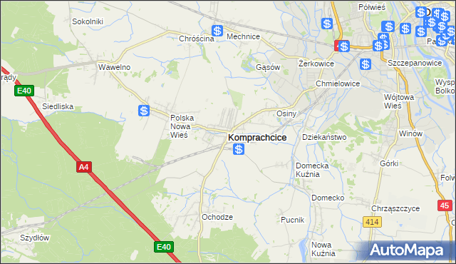 mapa Komprachcice, Komprachcice na mapie Targeo