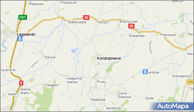 mapa Kondratowice, Kondratowice na mapie Targeo