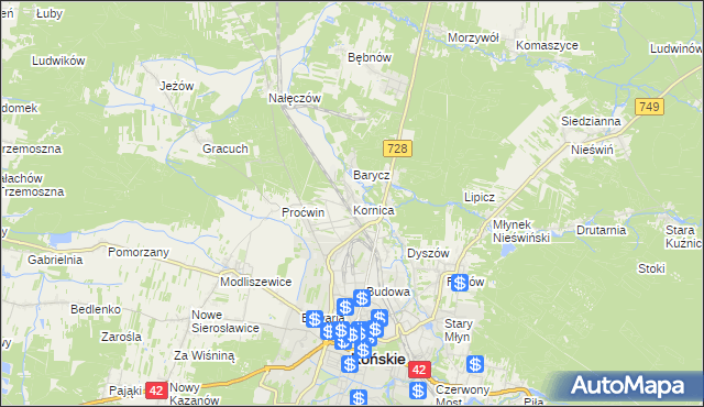 mapa Kornica, Kornica na mapie Targeo