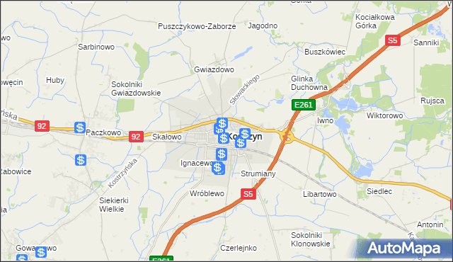 mapa Kostrzyn powiat poznański, Kostrzyn powiat poznański na mapie Targeo