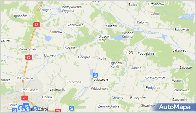 mapa Kotki gmina Busko-Zdrój, Kotki gmina Busko-Zdrój na mapie Targeo