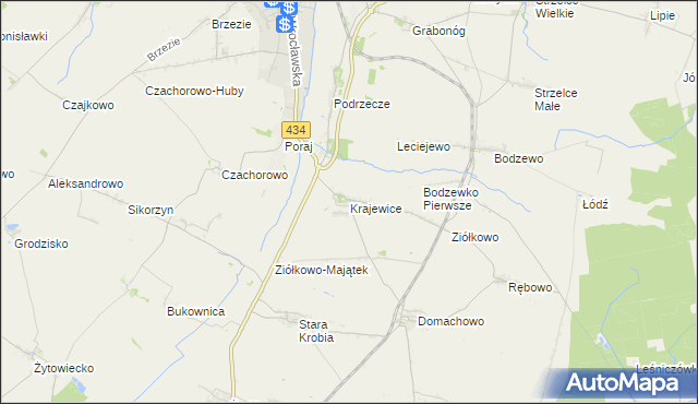 mapa Krajewice, Krajewice na mapie Targeo