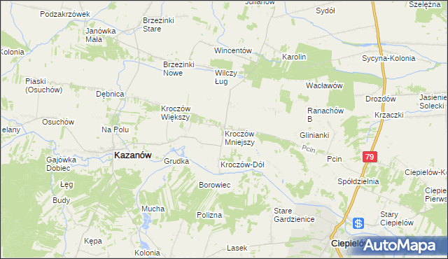 mapa Kroczów Mniejszy, Kroczów Mniejszy na mapie Targeo