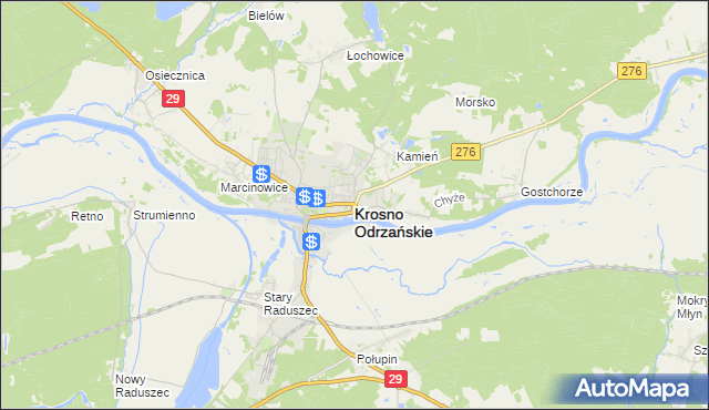 mapa Krosno Odrzańskie, Krosno Odrzańskie na mapie Targeo