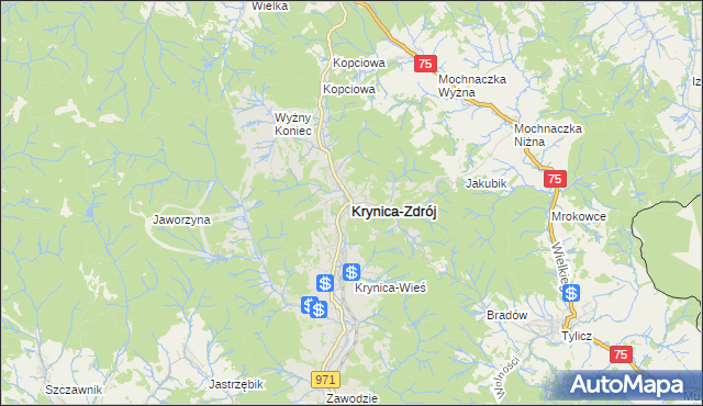 mapa Krynica-Zdrój, Krynica-Zdrój na mapie Targeo