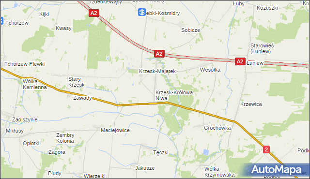 mapa Krzesk-Królowa Niwa, Krzesk-Królowa Niwa na mapie Targeo