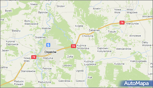 mapa Kuźnica Strobińska, Kuźnica Strobińska na mapie Targeo