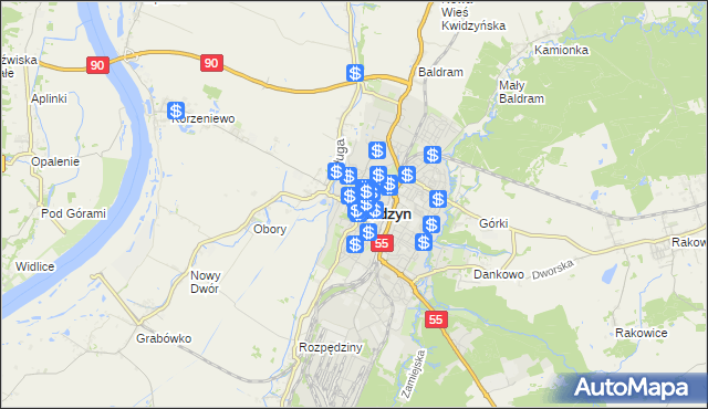 mapa Kwidzyn, Kwidzyn na mapie Targeo