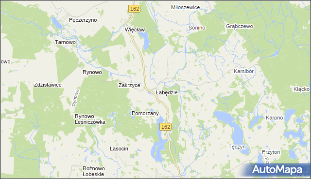 mapa Łabędzie gmina Drawsko Pomorskie, Łabędzie gmina Drawsko Pomorskie na mapie Targeo