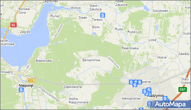 mapa Łąki gmina Radzymin, Łąki gmina Radzymin na mapie Targeo