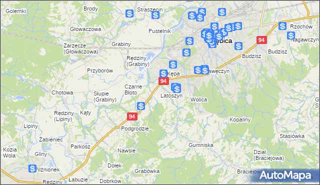 mapa Latoszyn, Latoszyn na mapie Targeo