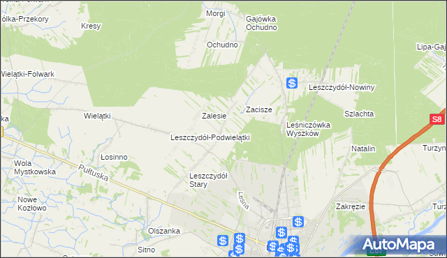 mapa Leszczydół-Pustki, Leszczydół-Pustki na mapie Targeo