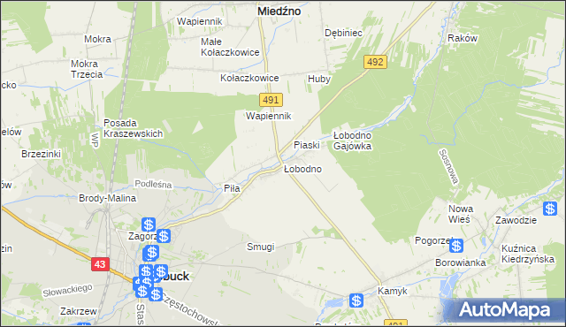 mapa Łobodno, Łobodno na mapie Targeo