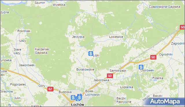 mapa Łojki gmina Łochów, Łojki gmina Łochów na mapie Targeo
