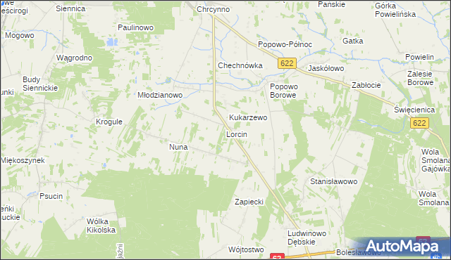 mapa Lorcin gmina Nasielsk, Lorcin gmina Nasielsk na mapie Targeo