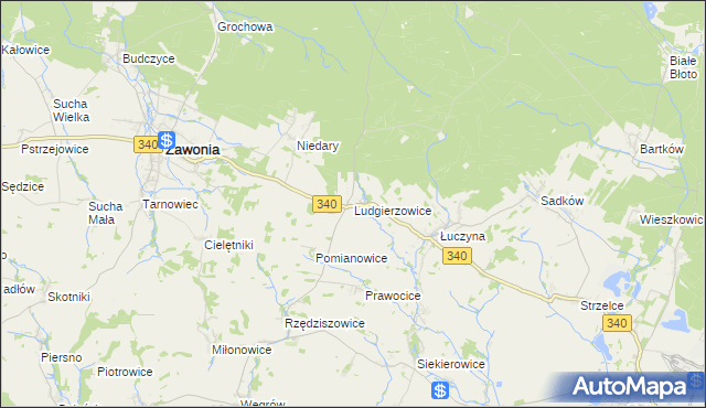 mapa Ludgierzowice, Ludgierzowice na mapie Targeo