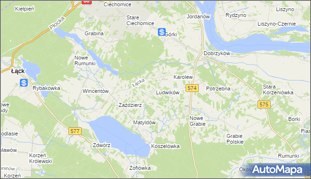 mapa Ludwików gmina Gąbin, Ludwików gmina Gąbin na mapie Targeo