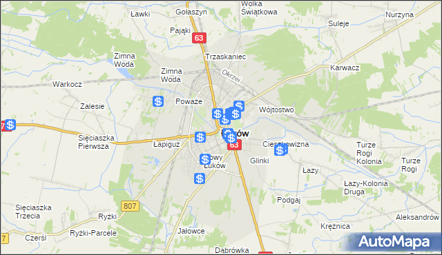 mapa Łuków, Łuków na mapie Targeo