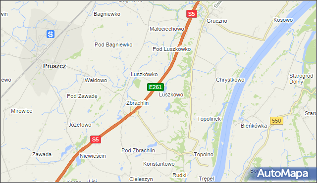 mapa Luszkowo, Luszkowo na mapie Targeo