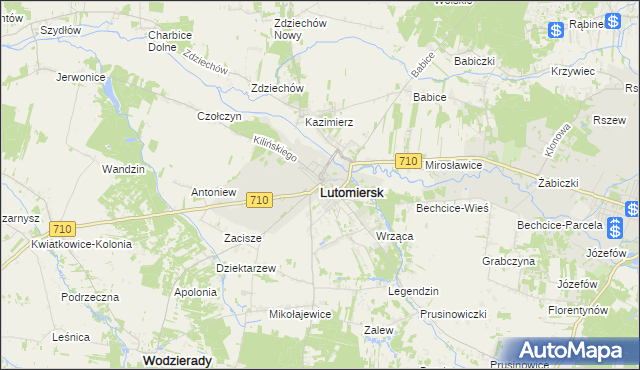 mapa Lutomiersk, Lutomiersk na mapie Targeo